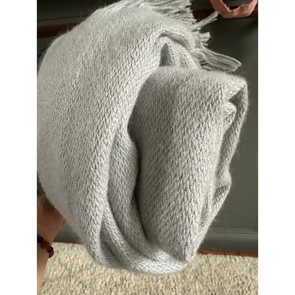 Shupaca alpaca blend throw blanket gray fringed 50x72”